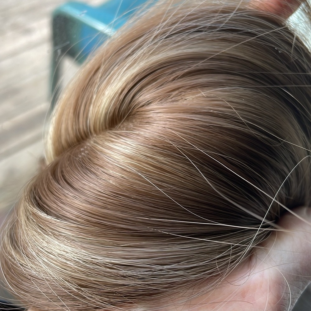 NWT topper caramel toffee copper chestnut blended hair bangs center part blended